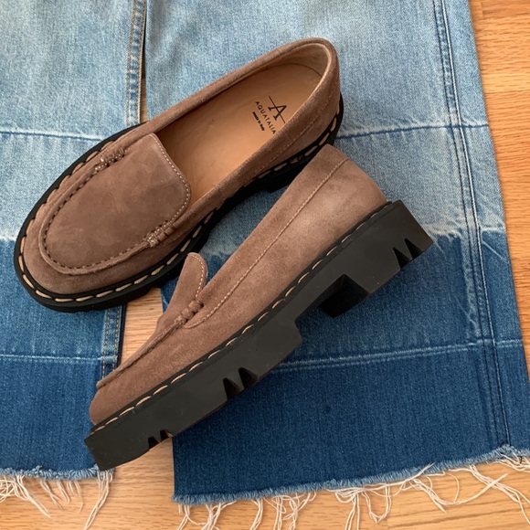 NIB Aquatalia Hayley Platform Loafer Water Resistant Suede - Picture 13 of 16